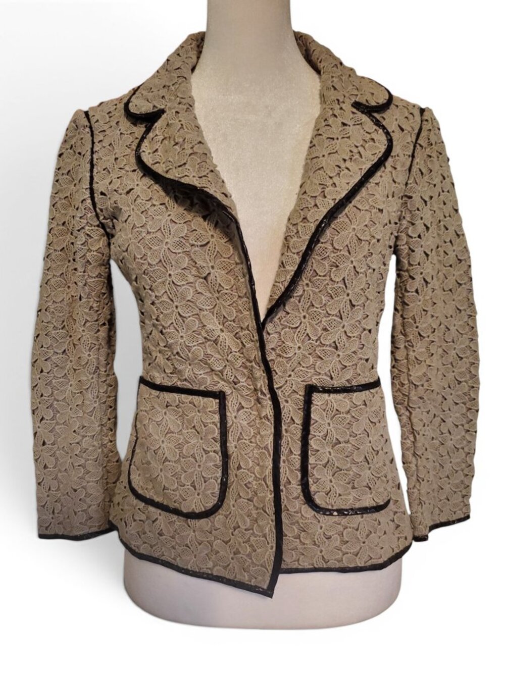 Yoana Baraschi Gray Floral Lace Blazer Jacket Women's Size 4